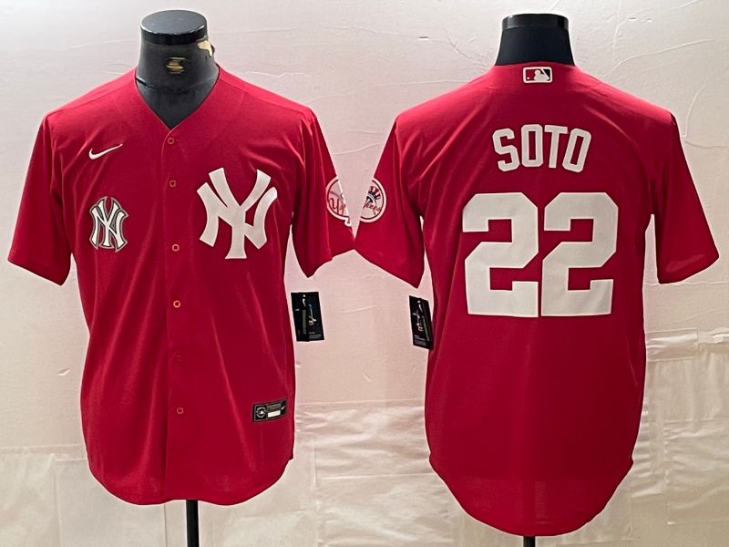 Men New York Yankees 22 Soto Red joint name Nike 2024 MLB Jersey style 2